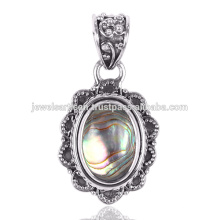 Lovely Abalone Shell Gemstone 925 Sterling Silver Pendant Jewelry